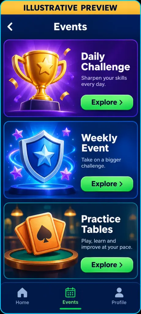 Events — illustrative preview; official screenshots pending.